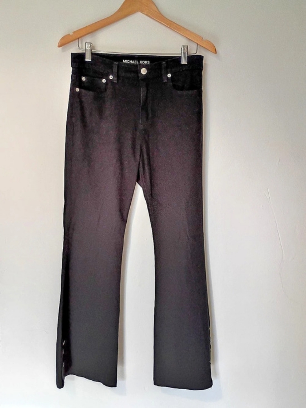 Michael Kors Black Flare Jeans  Buttoned Leg Detail